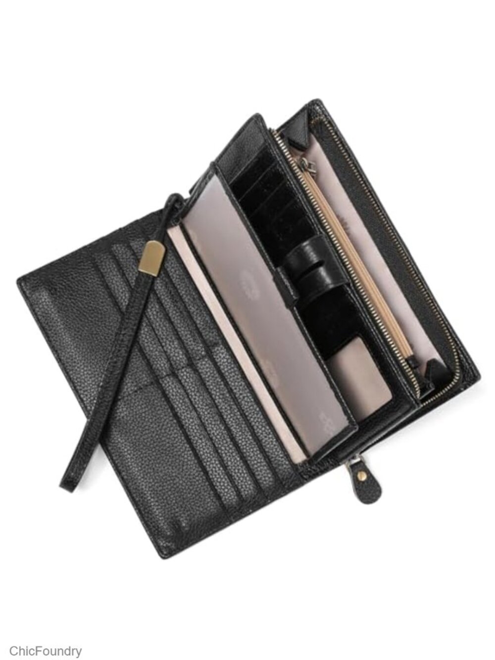 Large Capacity RFID Blocking Vegan Leather Checkbook Wallet with Card Organizer